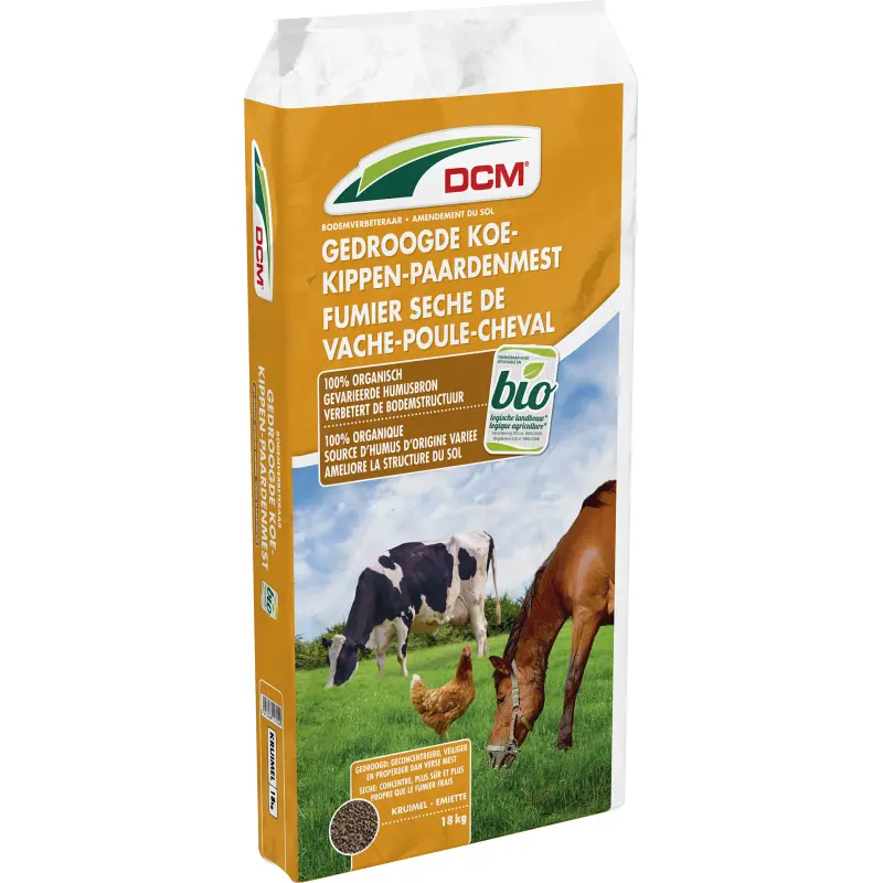 DCM Gedroogde Koe-Kippen-Paardenmest 18 kg