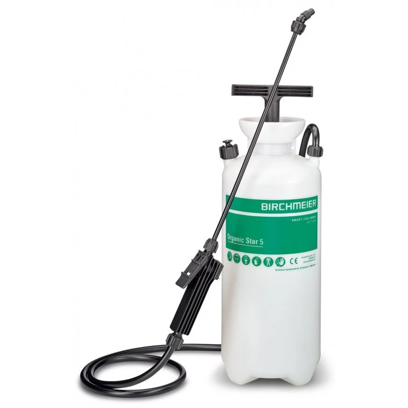 Birchmeier Organic Star 5 druksproeier van 5 liter met sproeilans, slang en pompzwengel