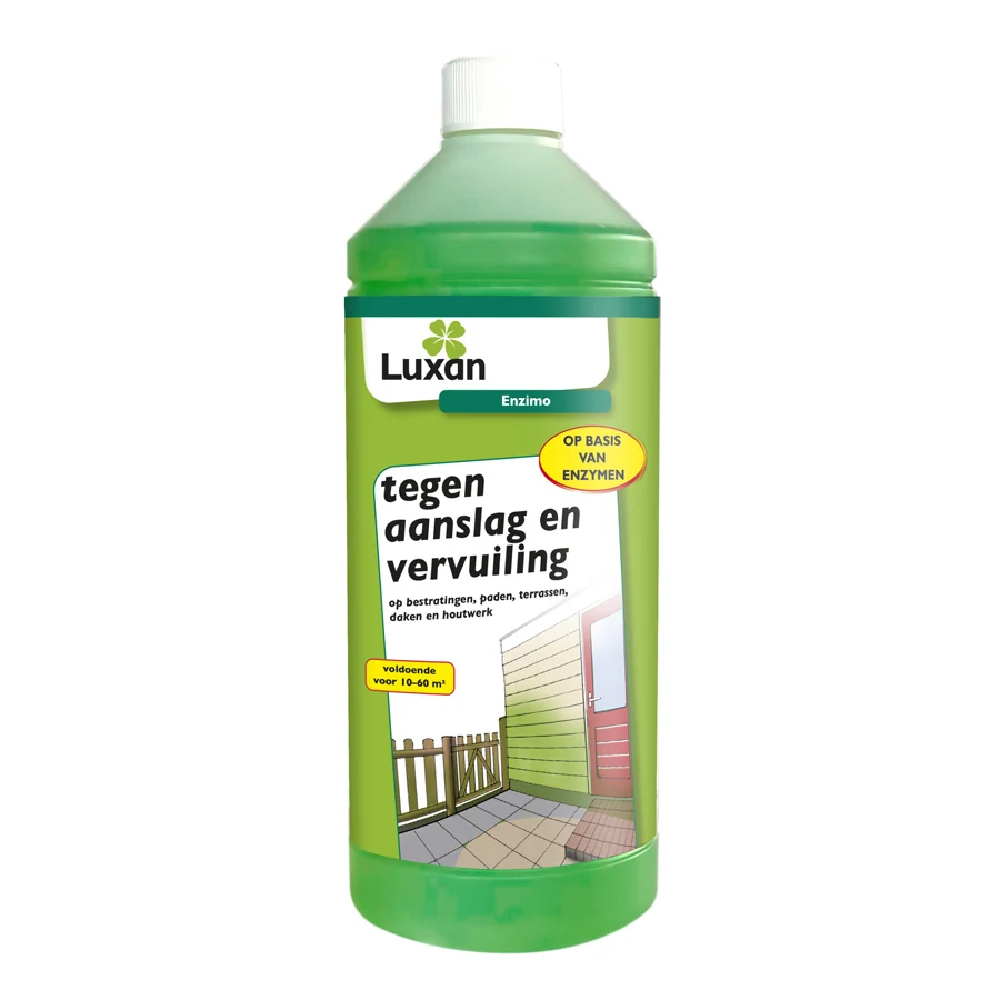 Groene fles Luxan Enzimo Green Clean van 1 liter tegen aanslag en vervuiling