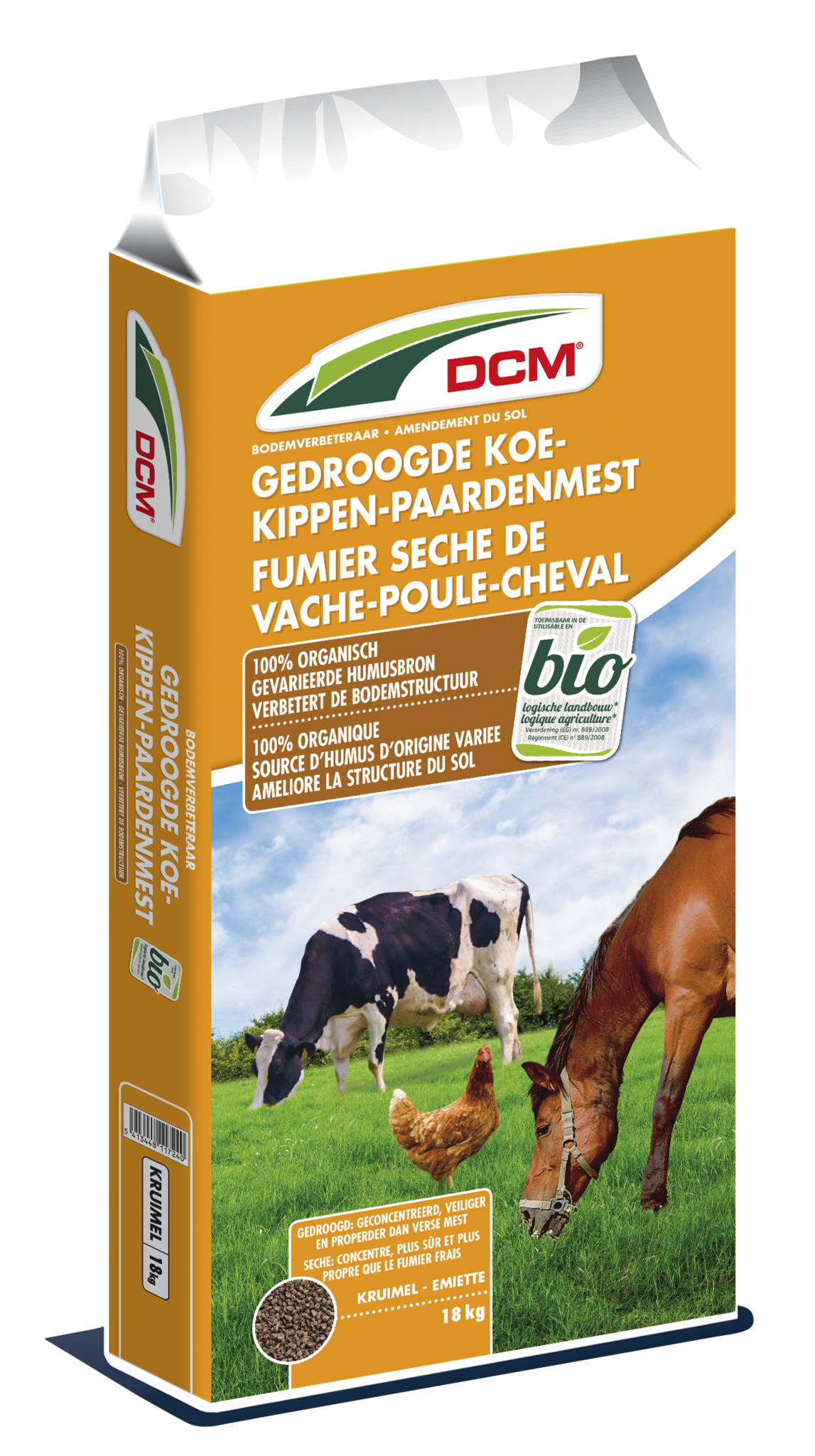 Gedroogde Koe-Kippen-Paardenmest 18kg