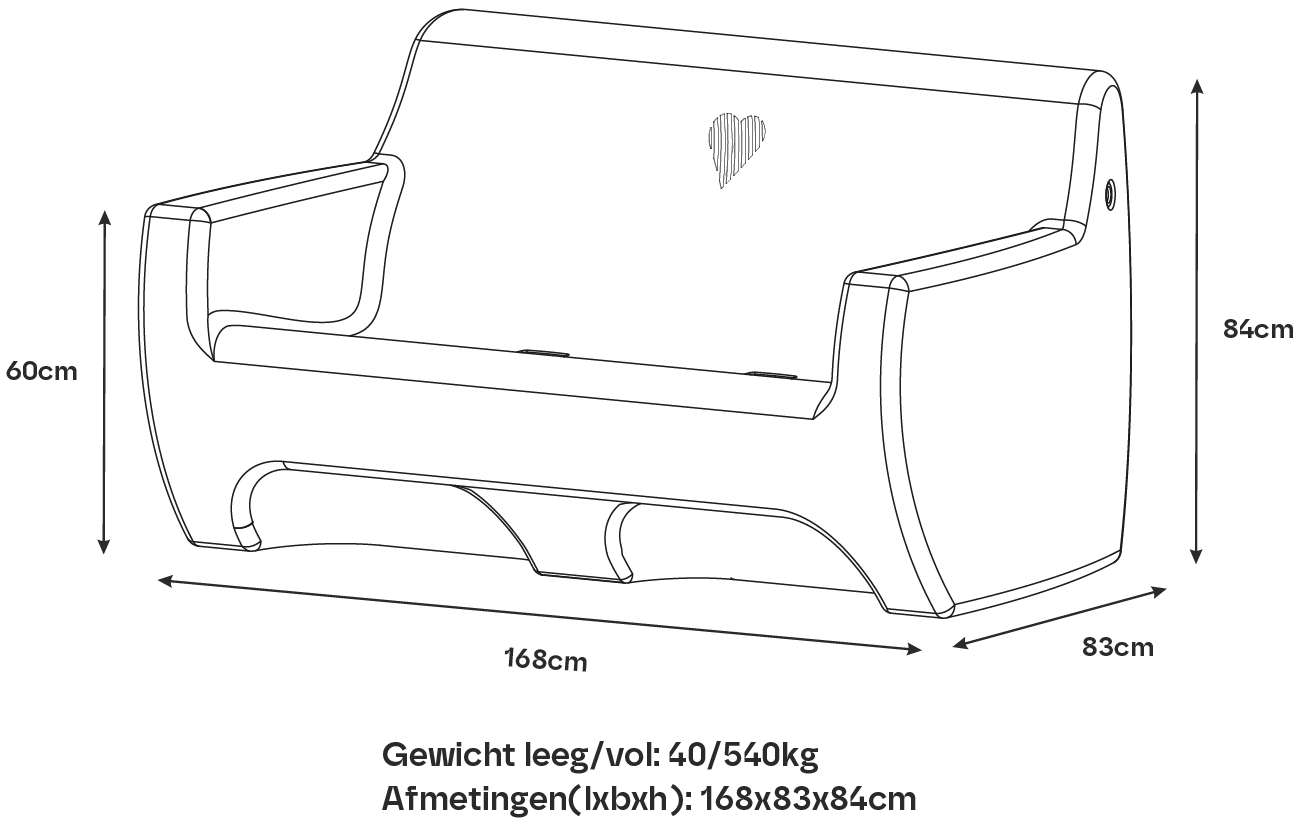 Regenbank lichtgrijs graniet 500 liter (regenton)