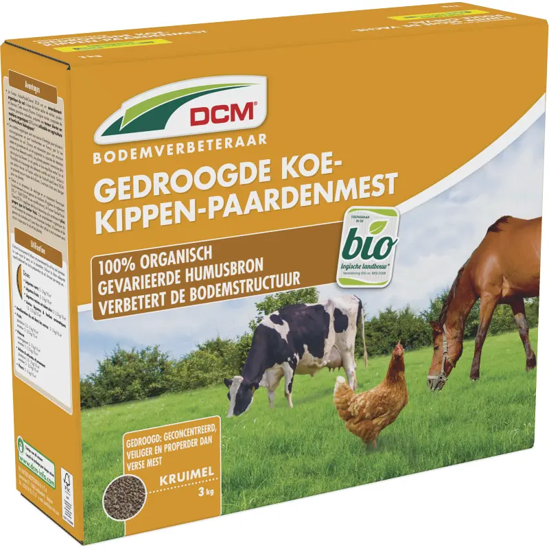 DCM Gedroogde Koe-Kippen-Paardenmest