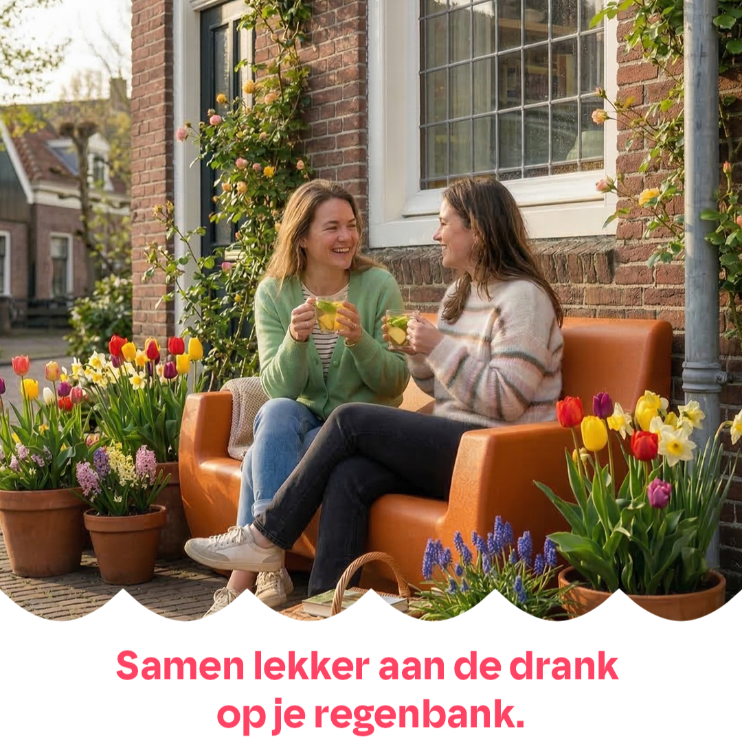 Regenbank lichtgrijs graniet 500 liter (regenton)