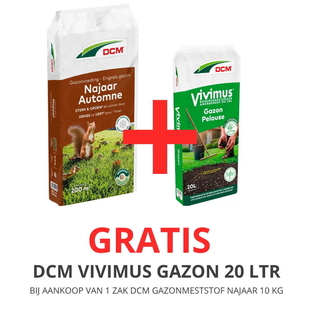 DCM Gazonmeststof Najaar 10 kg met gratis DCM Vivimus Gazon 20 liter
