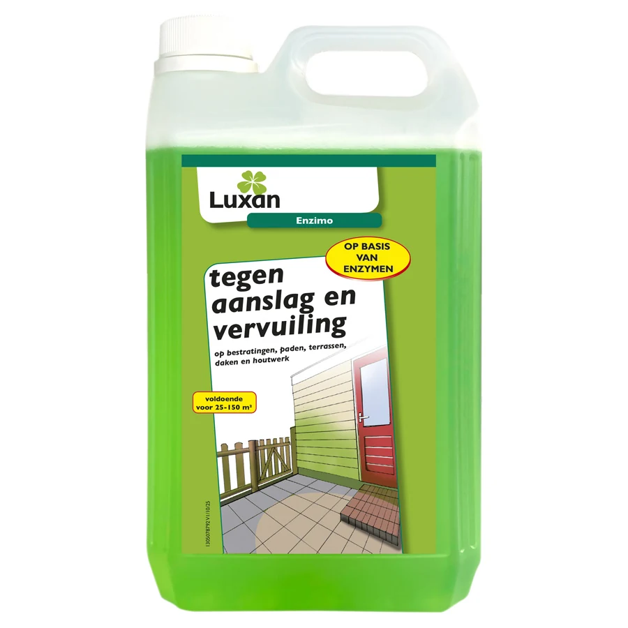Jerrycan Luxan Enzimo Green Clean van 2,5 liter met groene vloeistof
