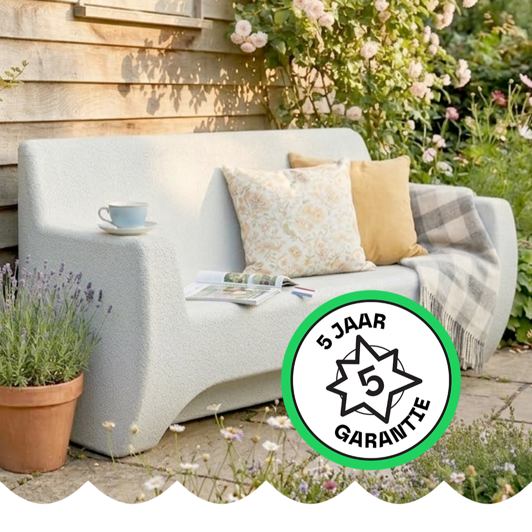 Regenbank lichtgrijs graniet 500 liter (regenton)