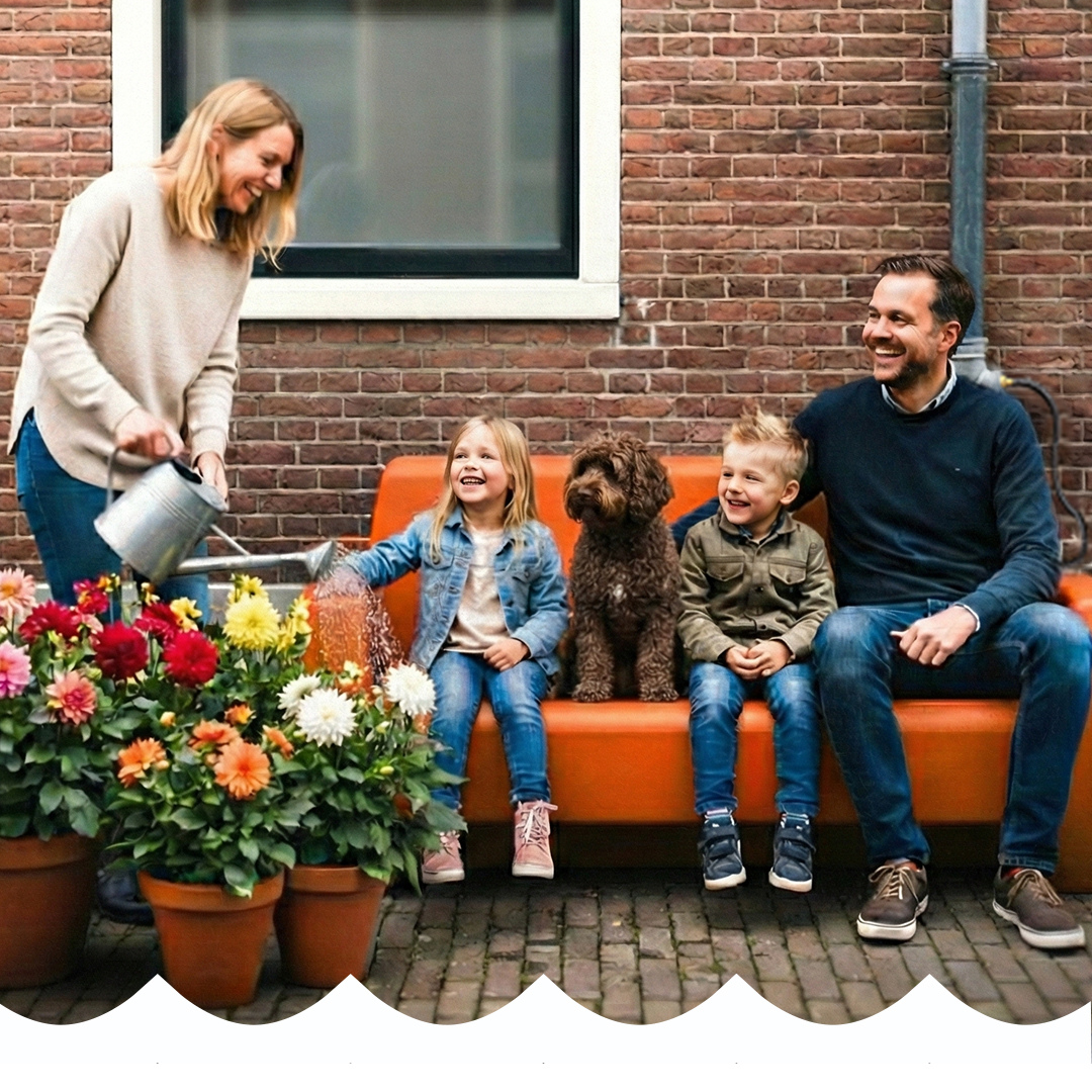 Regenbank lichtgrijs graniet 500 liter (regenton)