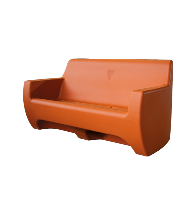 Regenbank 500 liter papaya oranje met zitkussen (regenton)
